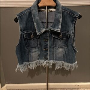 Dollhouse Blue Denim Vest with Fringe